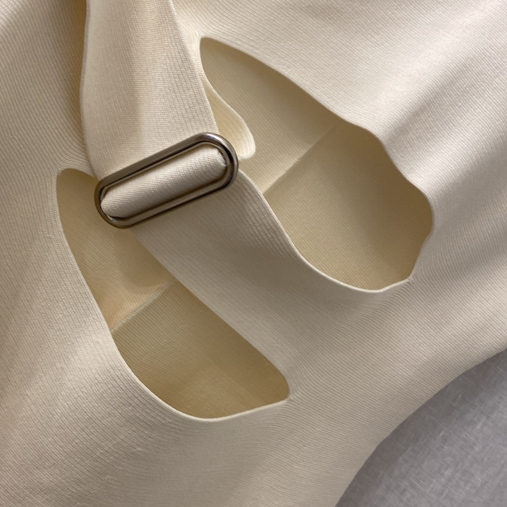ALEXANDER WANG Cream Bodycon Peplum Sleeveless Top Cutout Buckle Back Detail - Picture 6 of 9